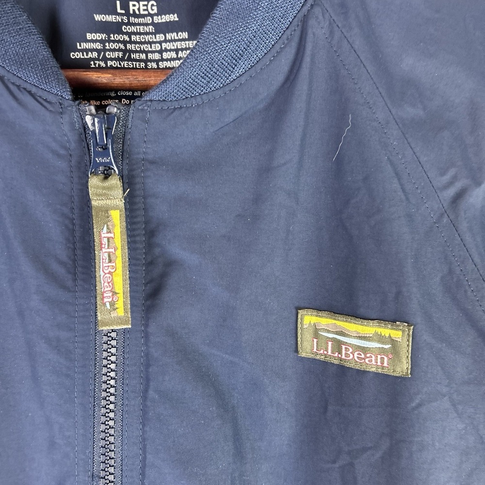 L.L. Bean Women 3-Season Bomber Jacket Size Large‎ Navy Blue 512691 - Picture 2 of 10